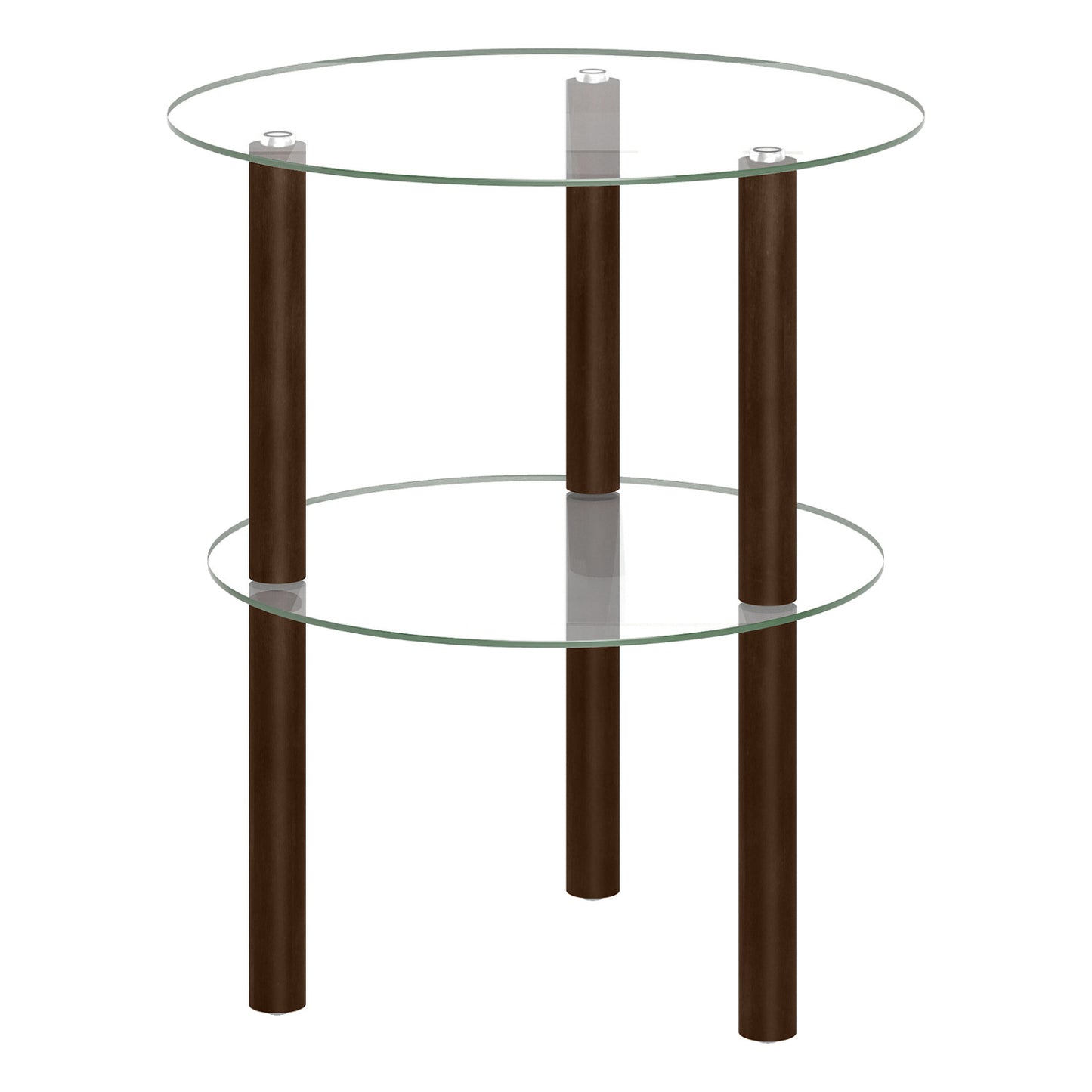 2-Tier Round End Table, Clear Glass Top & Shelf, Brown End & Side Tables at Gallery Canada