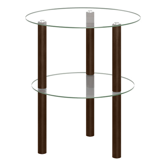 2-Tier Round End Table, Clear Glass Top & Shelf, Brown End & Side Tables Brown at Gallery Canada