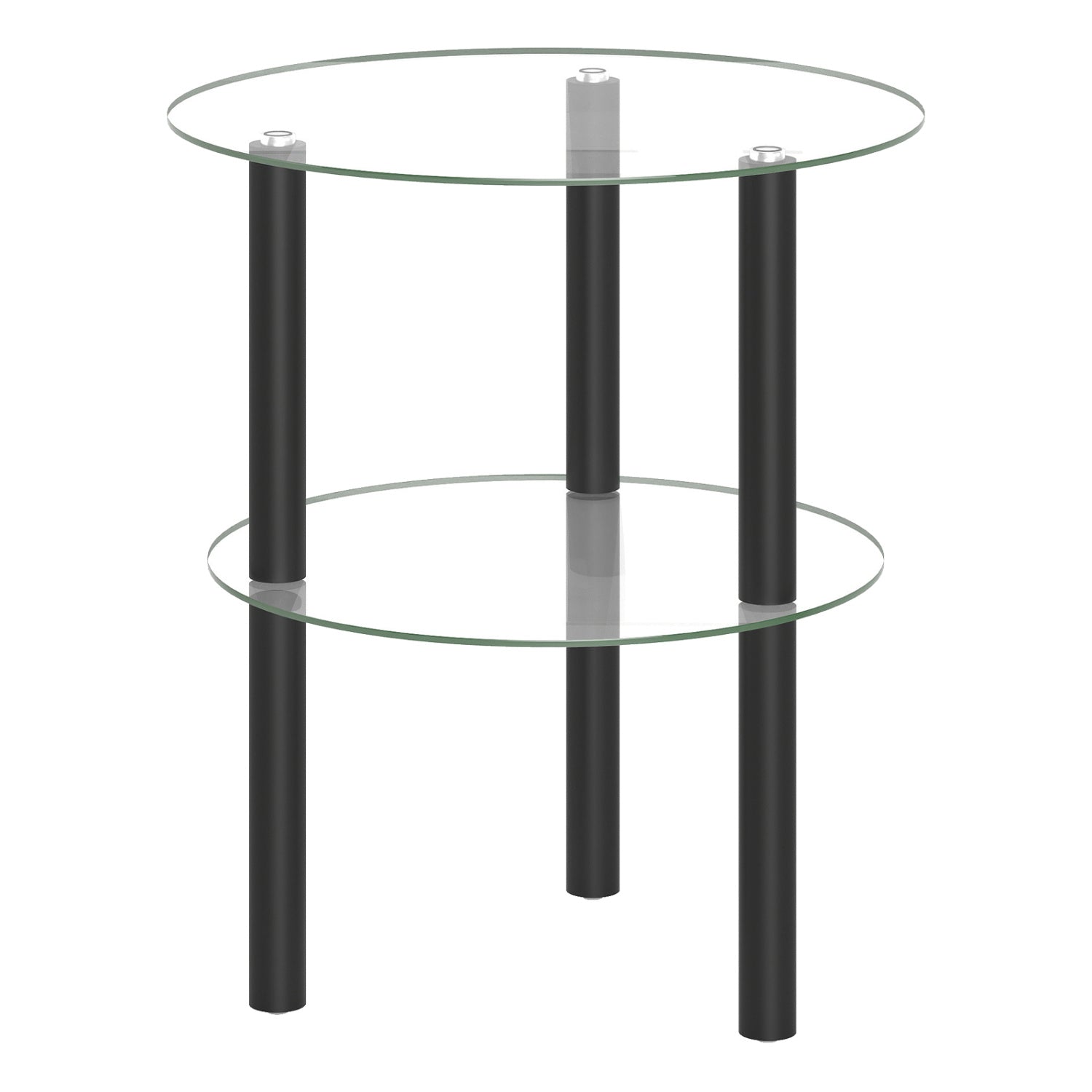 Two-Tier Round End Table, Clear Glass Top, Black End & Side Tables Black at Gallery Canada
