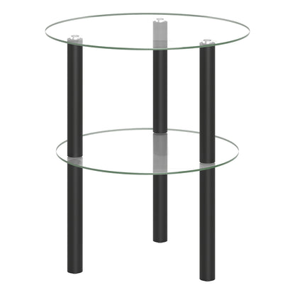 Two-Tier Round End Table, Clear Glass Top, Black End & Side Tables Black at Gallery Canada