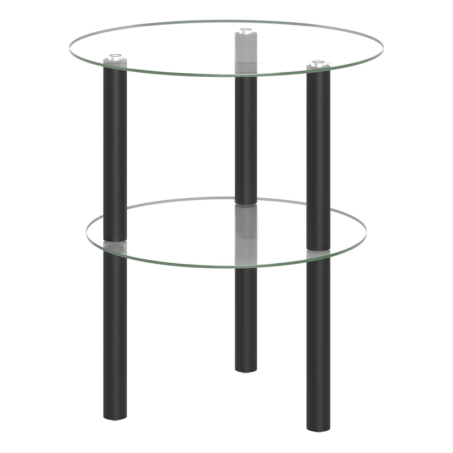 Two-Tier Round End Table, Clear Glass Top, Black End & Side Tables at Gallery Canada