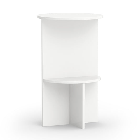2-Tier Round Side Table with Storage Shelf, White End & Side Tables White at Gallery Canada