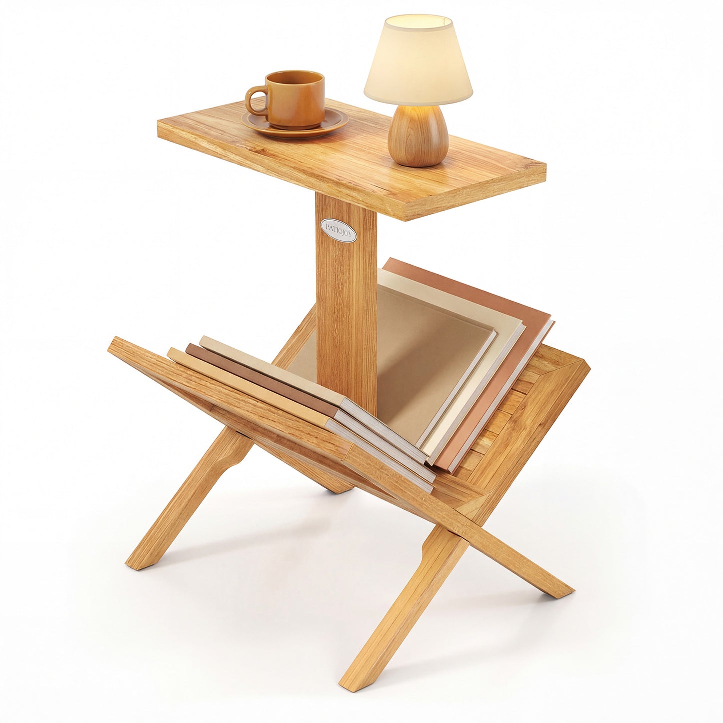 2-Tier Bookshelf, Teak Wood Frame, Anti-Slip Foot Mats Bookcases at Gallery Canada