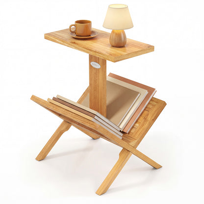 2-Tier Bookshelf, Teak Wood Frame, Anti-Slip Foot Mats Bookcases at Gallery Canada