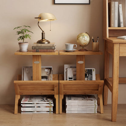2-Tier Bookshelf, Teak Wood Frame, Anti-Slip Foot Mats Bookcases at Gallery Canada