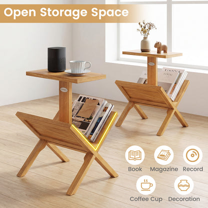 2-Tier Bookshelf, Teak Wood Frame, Anti-Slip Foot Mats Bookcases at Gallery Canada