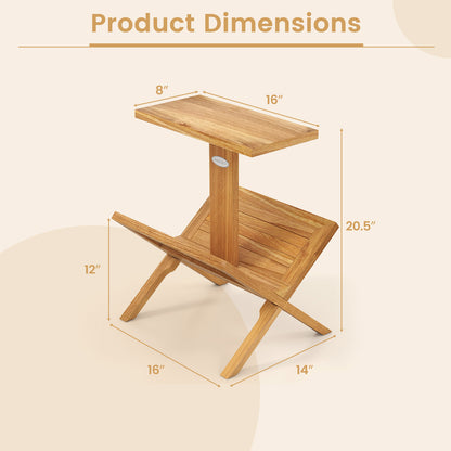 2-Tier Bookshelf, Teak Wood Frame, Anti-Slip Foot Mats Bookcases at Gallery Canada