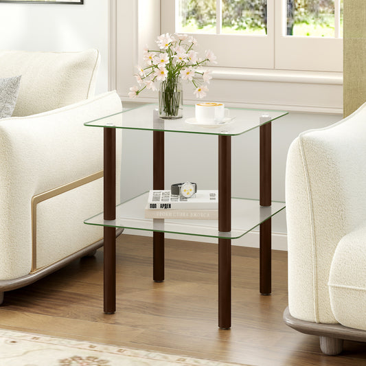 2-Tier Square End Table with Shelf, Black End & Side Tables Black at Gallery Canada