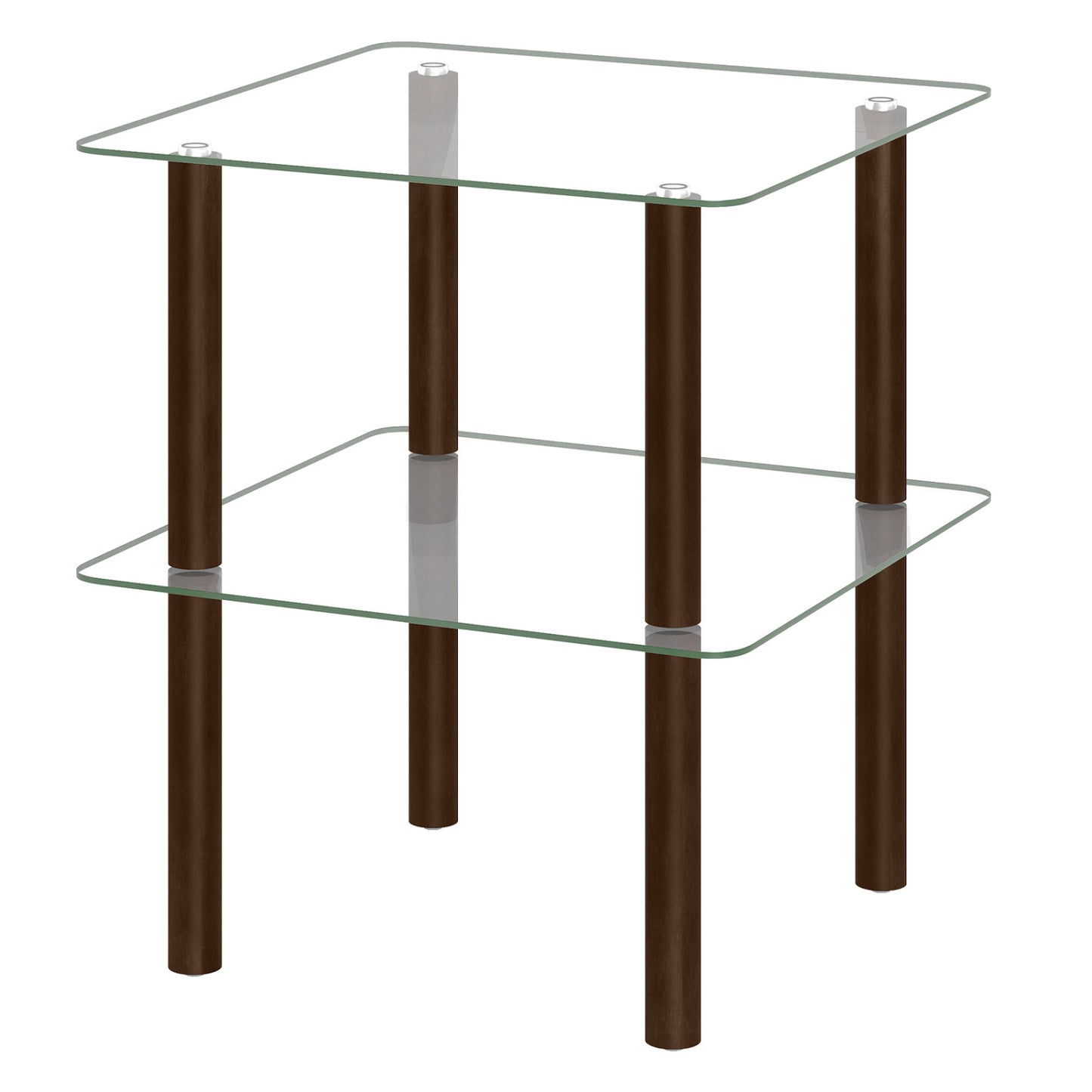 2-Tier Square End Table with Shelf, Black