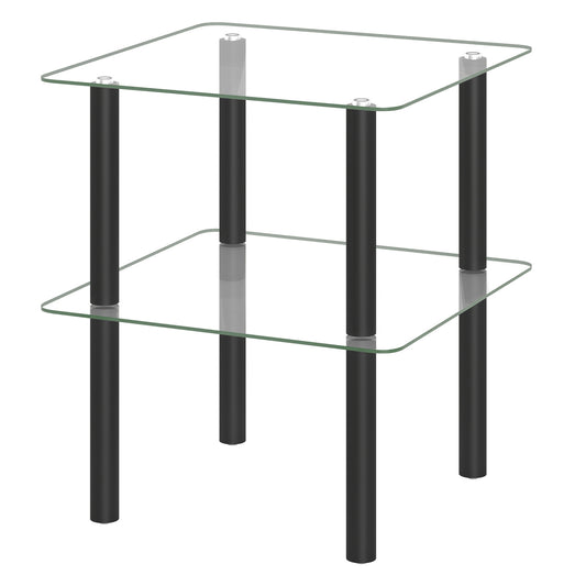 2-Tier Square End Table with Shelf, Black End & Side Tables Black at Gallery Canada