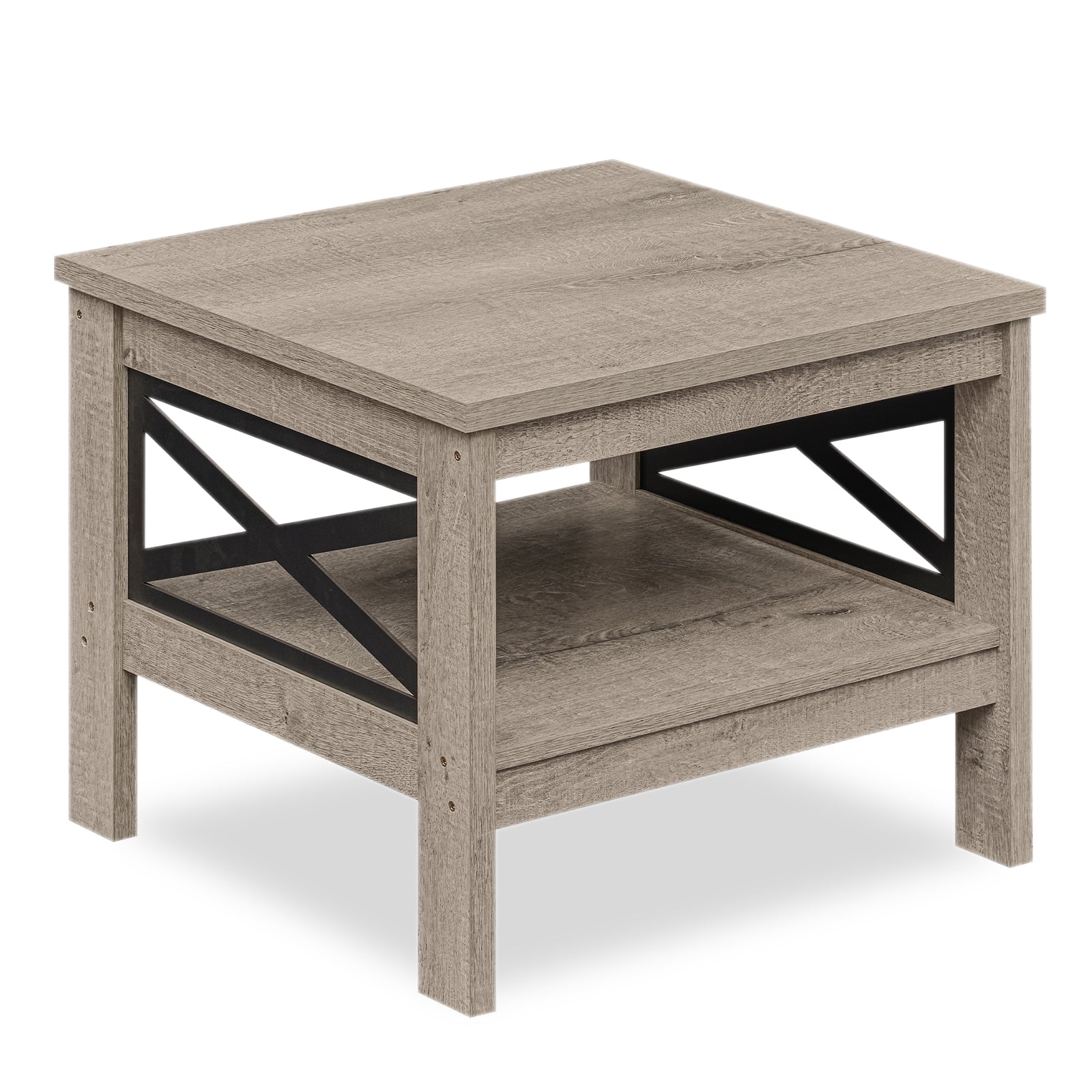 2-Tier Square Side Table With Storage Shelf, Oak End & Side Tables Oak at Gallery Canada