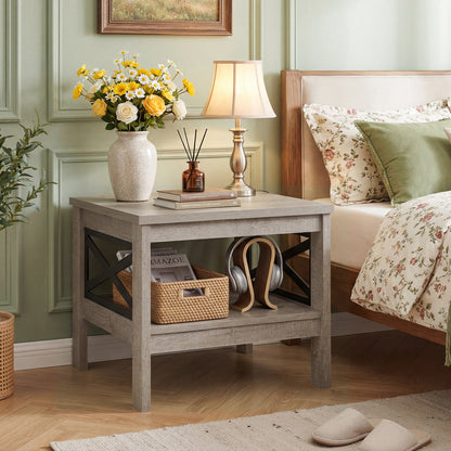 2-Tier Square Side Table With Storage Shelf, Oak End & Side Tables at Gallery Canada