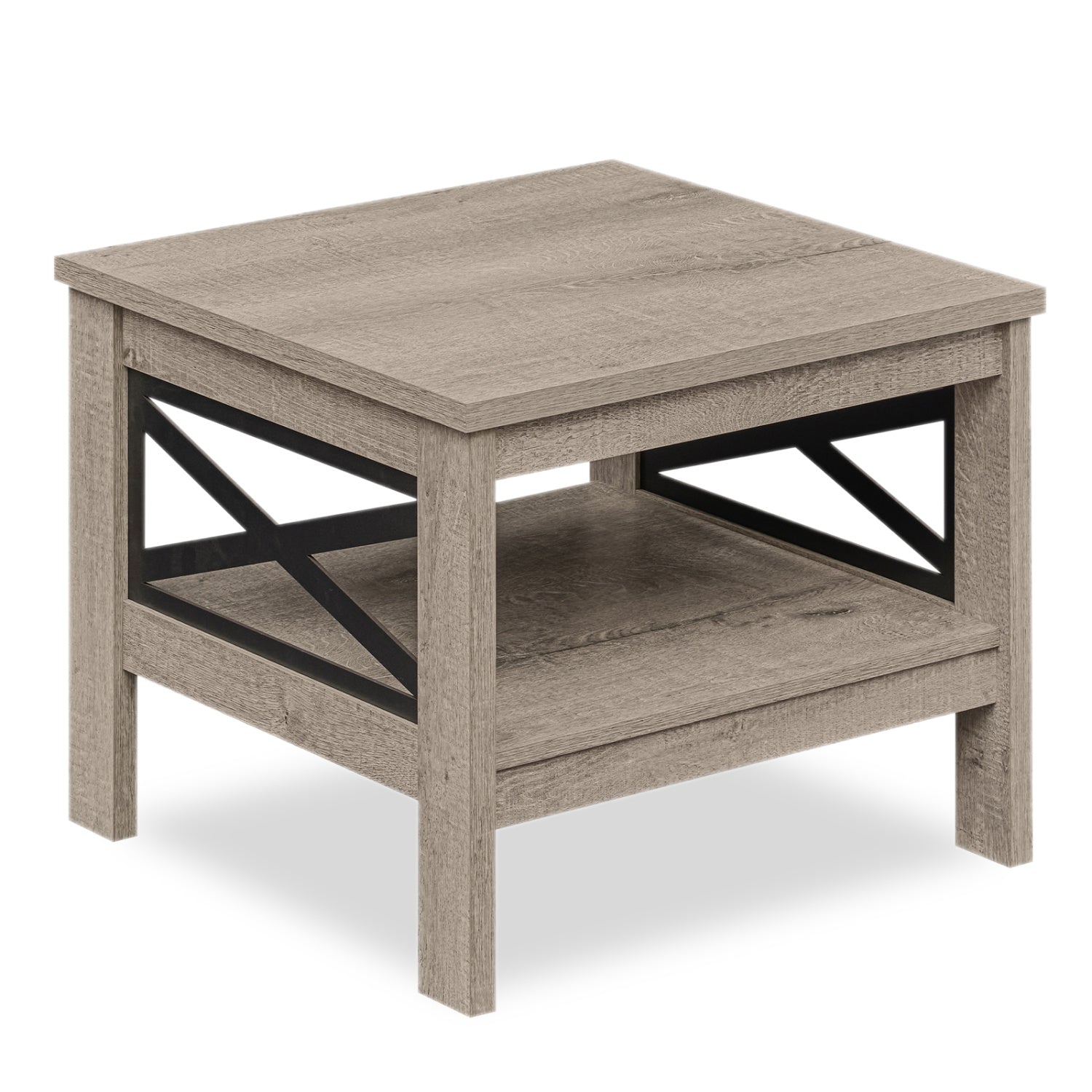 2-Tier Square Side Table With Storage Shelf, Oak End & Side Tables at Gallery Canada