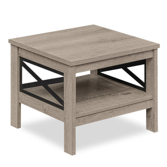 2-Tier Square Side Table With Storage Shelf, Oak End & Side Tables Oak at Gallery Canada