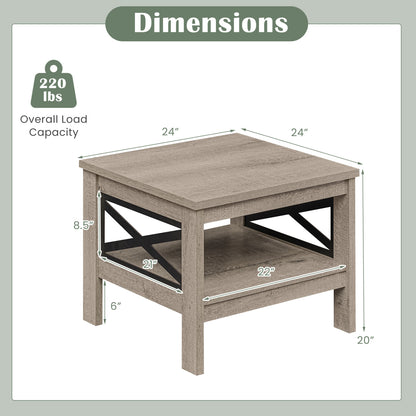 2-Tier Square Side Table With Storage Shelf, Oak End & Side Tables at Gallery Canada