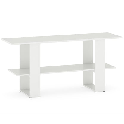 2-Tier TV Stand, 55 Inch, Storage Console Table, White