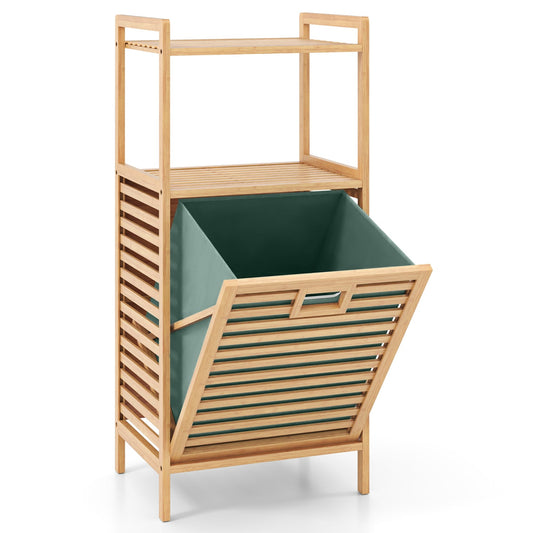2-Tier Tilt Out Laundry Hamper, Foldable Removable Basket, Green Laundry Baskets Green at Gallery Canada