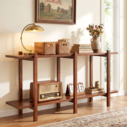 2-Tier Wood Bookshelf, Low Horizontal Rubberwood Bookcase, Walnut Bookcases at Gallery Canada