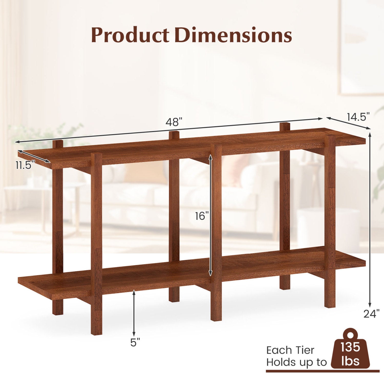 2-Tier Wood Bookshelf, Low Horizontal Rubberwood Bookcase, Walnut Bookcases at Gallery Canada