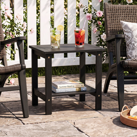 2-Tier Wood Patio End Table, Black End & Side Tables Black at Gallery Canada