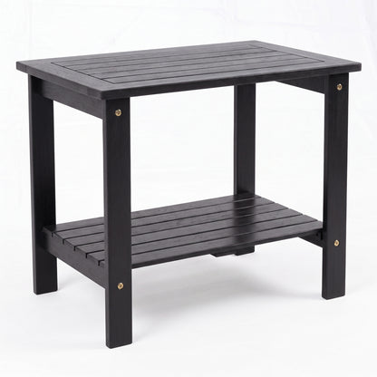 Table d'extrémité de patio en bois à 2 niveaux, noir
