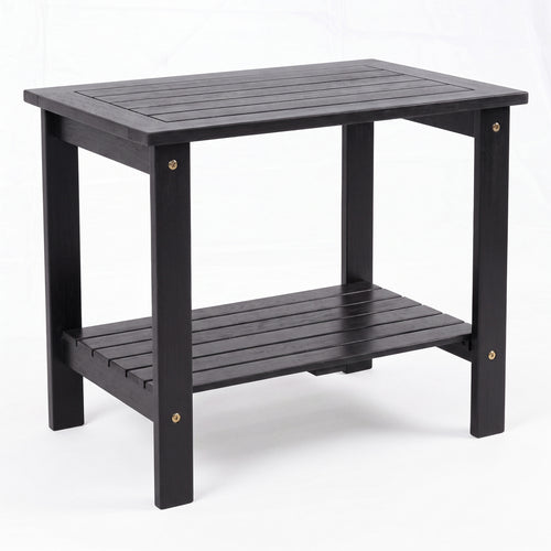 2-Tier Wood Patio End Table, Black