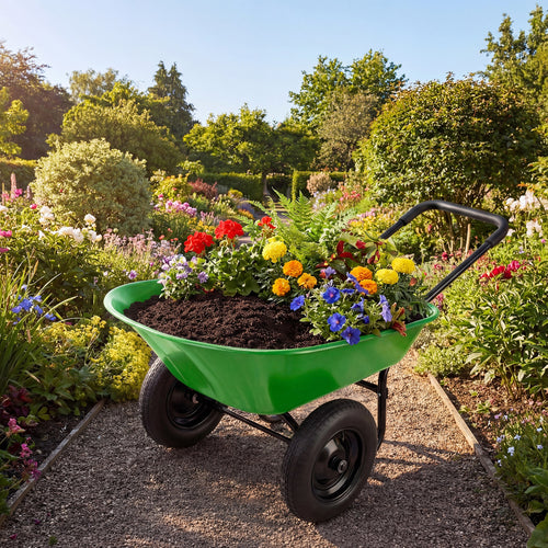 2 Tire Heavy-duty Dolly Utility Cart Wheelbarrow Garden Cart, Light Green