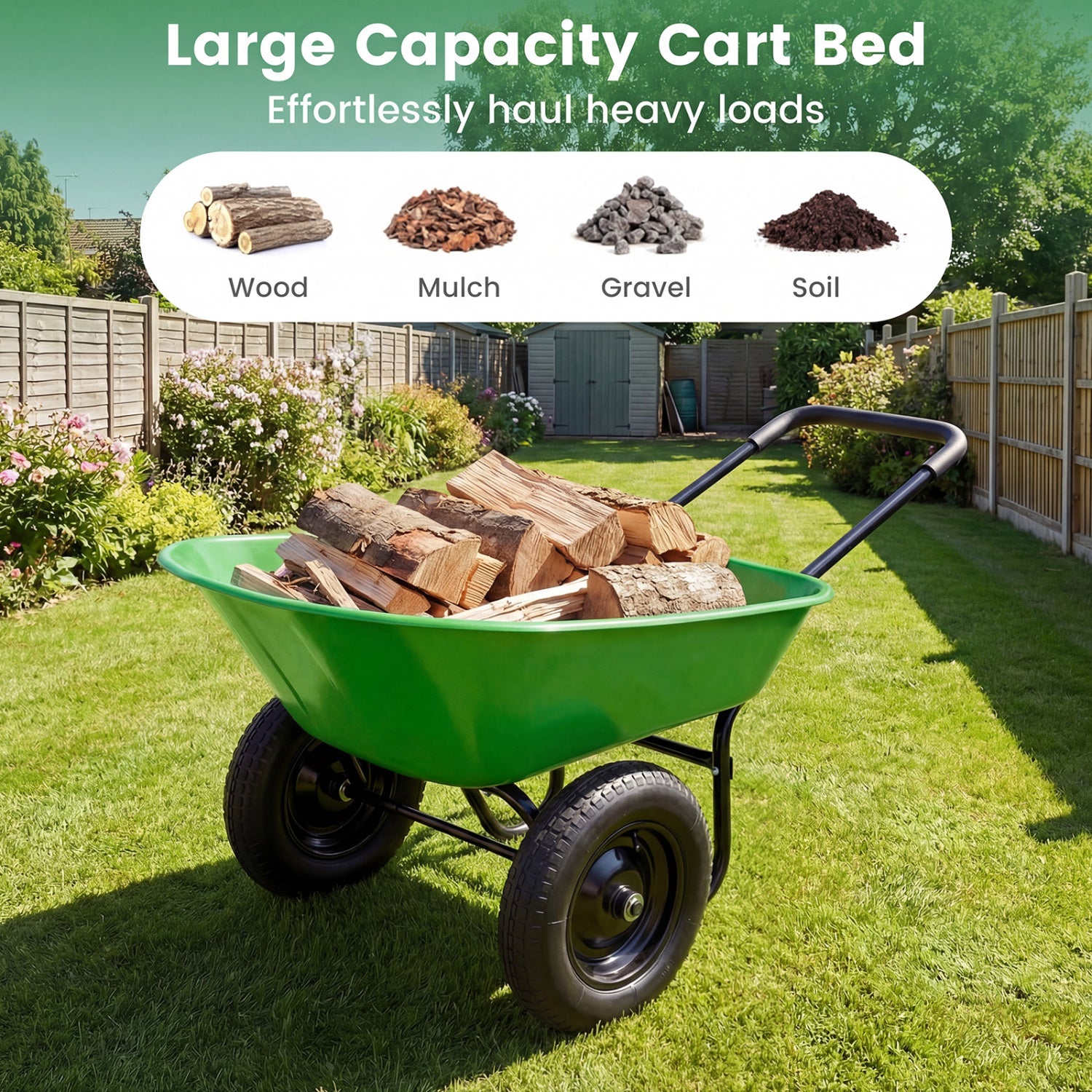2 Tire Heavy-duty Dolly Utility Cart Wheelbarrow Garden Cart, Light Green Garden Carts at Gallery Canada