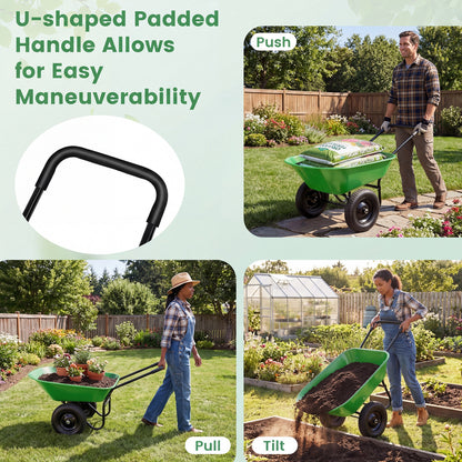 2 Tire Heavy-duty Dolly Utility Cart Wheelbarrow Garden Cart, Light Green Garden Carts at Gallery Canada