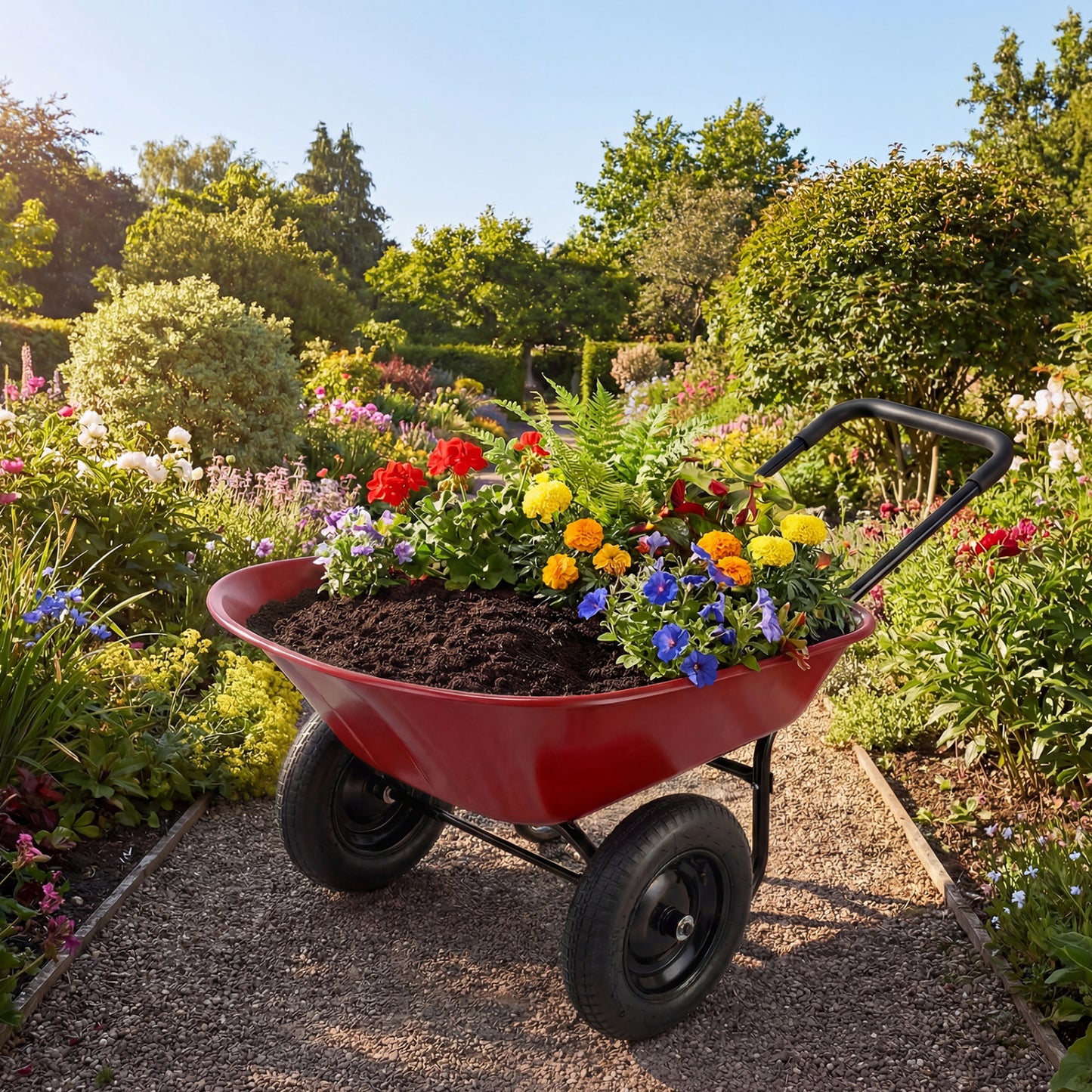 2 Tire Heavy-duty Dolly Utility Cart Wheelbarrow Garden Cart, Red Garden Carts at Gallery Canada