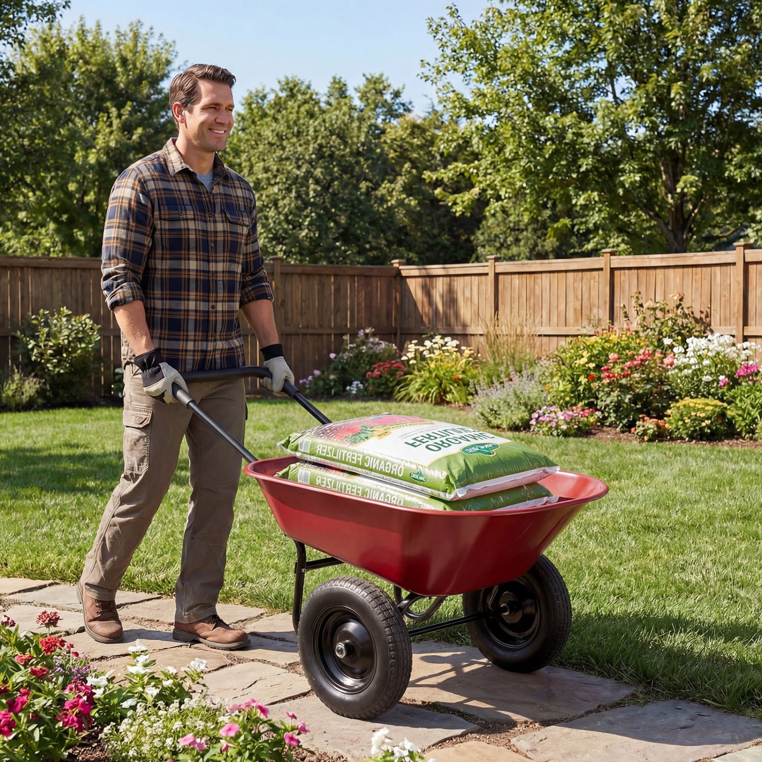 2 Tire Heavy-duty Dolly Utility Cart Wheelbarrow Garden Cart, Red Garden Carts at Gallery Canada