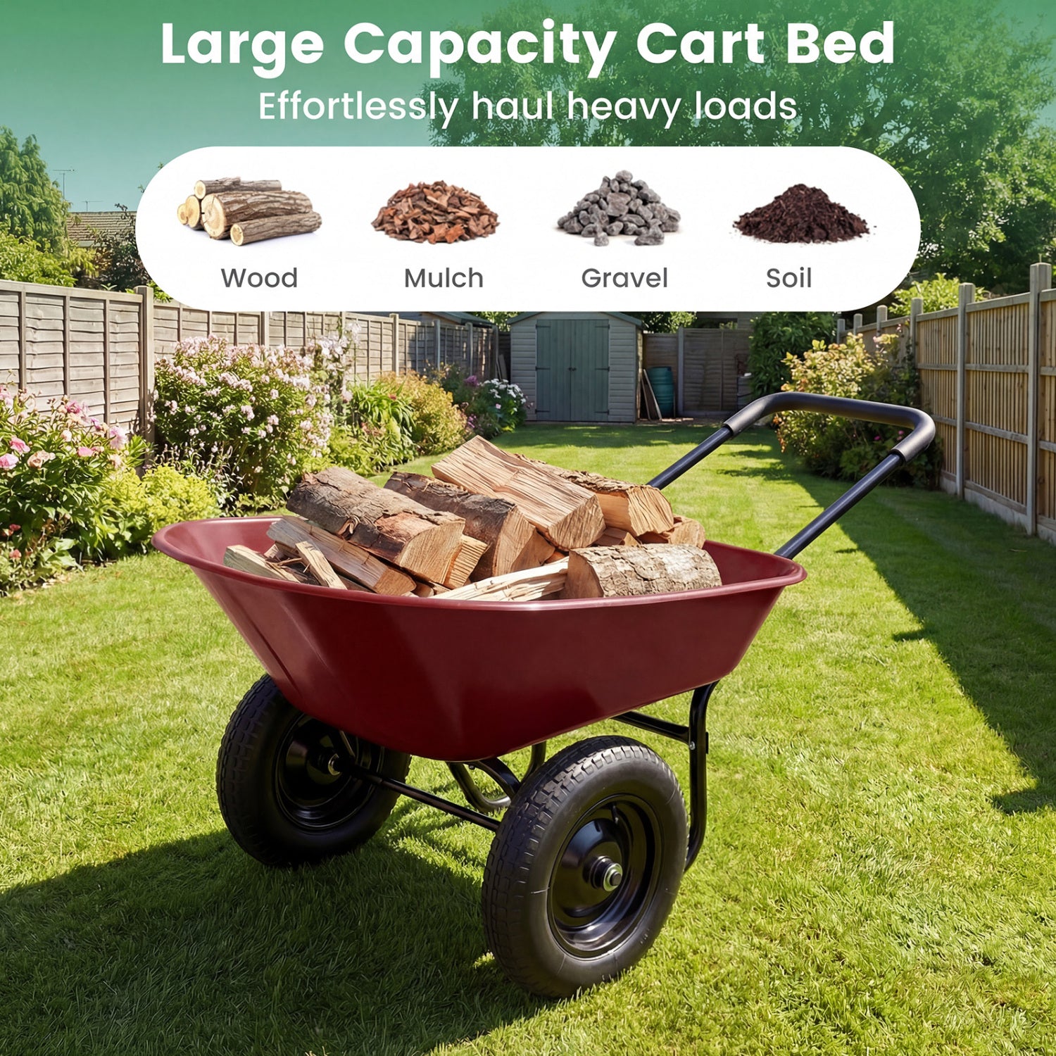 2 Tire Heavy-duty Dolly Utility Cart Wheelbarrow Garden Cart, Red Garden Carts at Gallery Canada