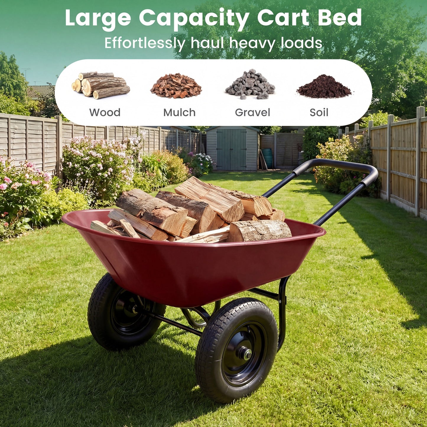 2 Tire Heavy-duty Dolly Utility Cart Wheelbarrow Garden Cart, Red Garden Carts at Gallery Canada