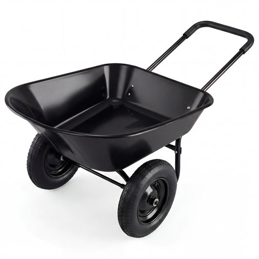 Heavy-Duty 2 Tire Wheelbarrow Garden Cart, Black Garden Carts Black at Gallery Canada