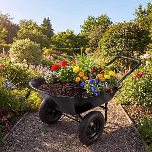 Heavy-Duty 2 Tire Wheelbarrow Garden Cart, Black