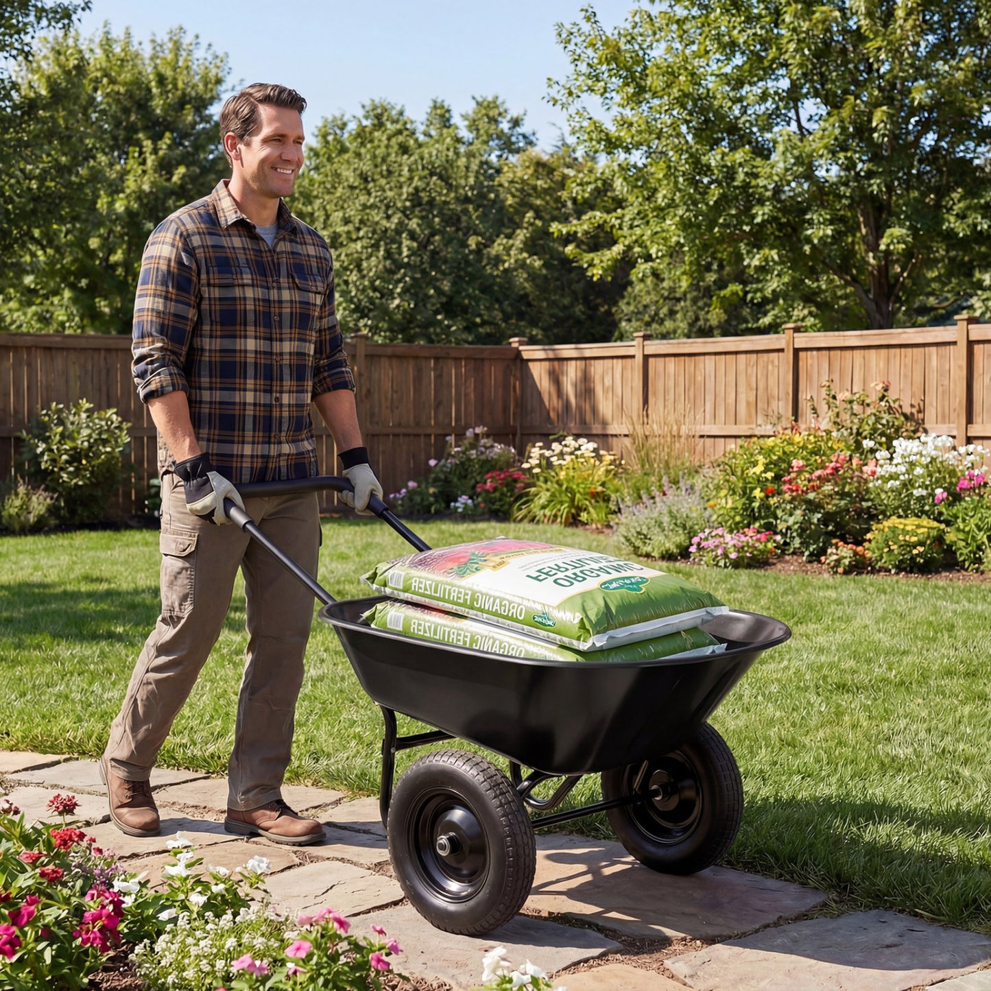 Heavy-Duty 2 Tire Wheelbarrow Garden Cart, Black Garden Carts at Gallery Canada