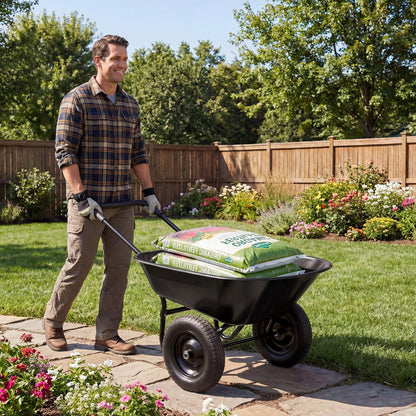 Heavy-Duty 2 Tire Wheelbarrow Garden Cart, Black Garden Carts at Gallery Canada