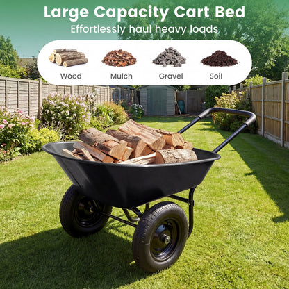 Heavy-Duty 2 Tire Wheelbarrow Garden Cart, Black Garden Carts at Gallery Canada