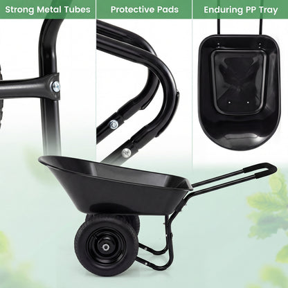 Heavy-Duty 2 Tire Wheelbarrow Garden Cart, Black Garden Carts at Gallery Canada
