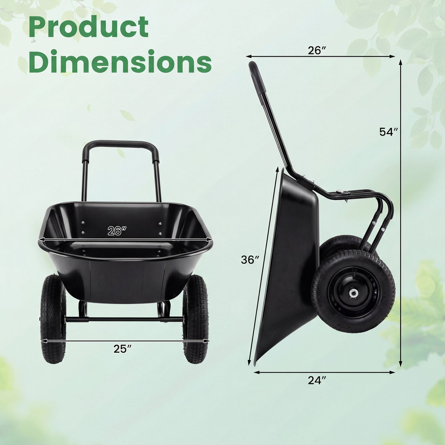 Heavy-Duty 2 Tire Wheelbarrow Garden Cart, Black Garden Carts at Gallery Canada