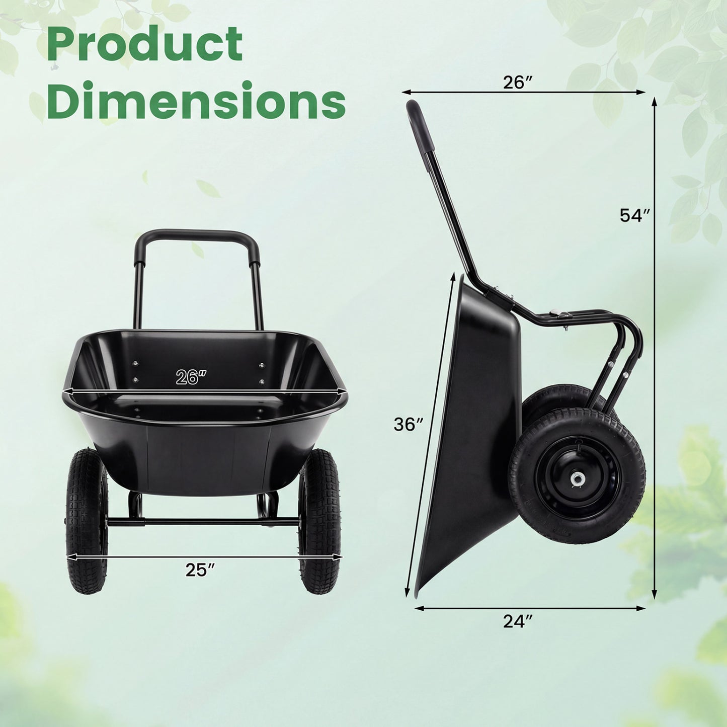 Heavy-Duty 2 Tire Wheelbarrow Garden Cart, Black Garden Carts at Gallery Canada