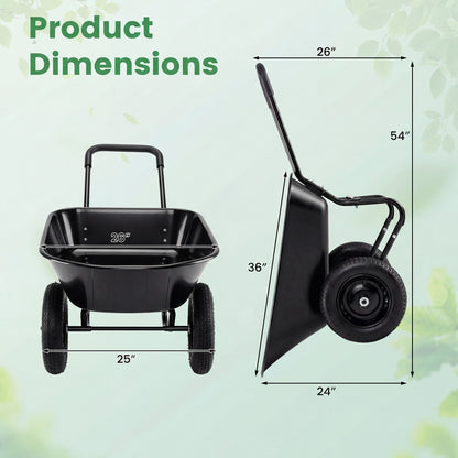 Heavy-Duty 2 Tire Wheelbarrow Garden Cart, Black Garden Carts at Gallery Canada