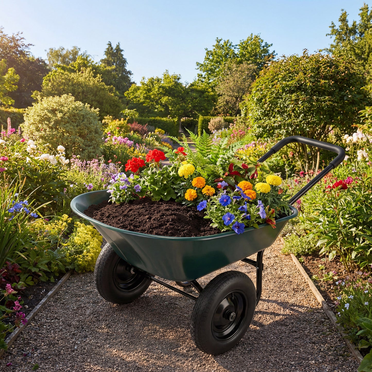 2 Tire Wheelbarrow Garden Cart, Heavy Duty Dolly Utility Cart, Green Garden Carts at Gallery Canada
