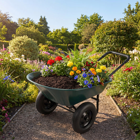 2 Tire Wheelbarrow Garden Cart, Heavy Duty Dolly Utility Cart, Green Garden Carts Green at Gallery Canada