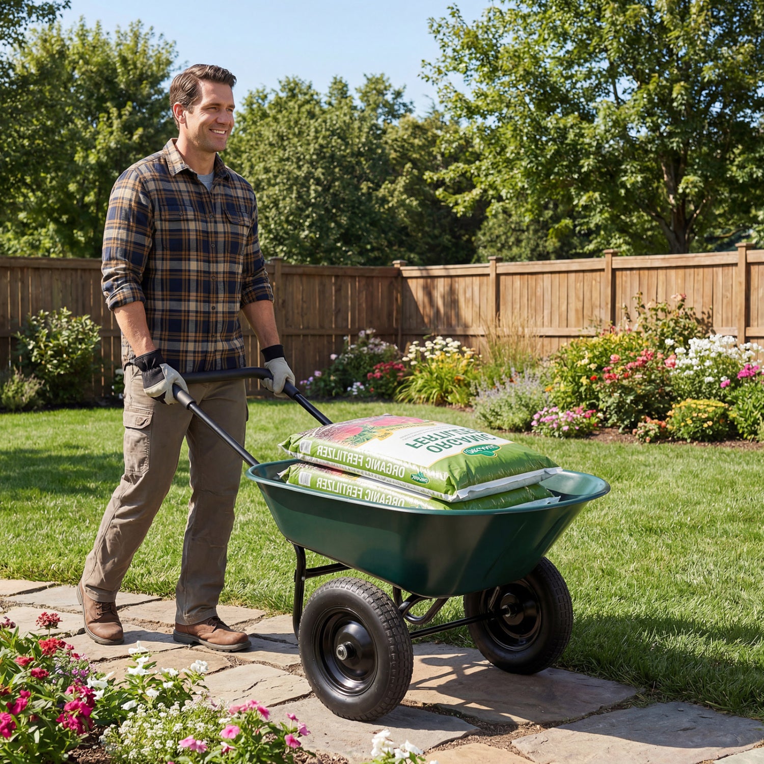 2 Tire Wheelbarrow Garden Cart, Heavy Duty Dolly Utility Cart, Green Garden Carts at Gallery Canada
