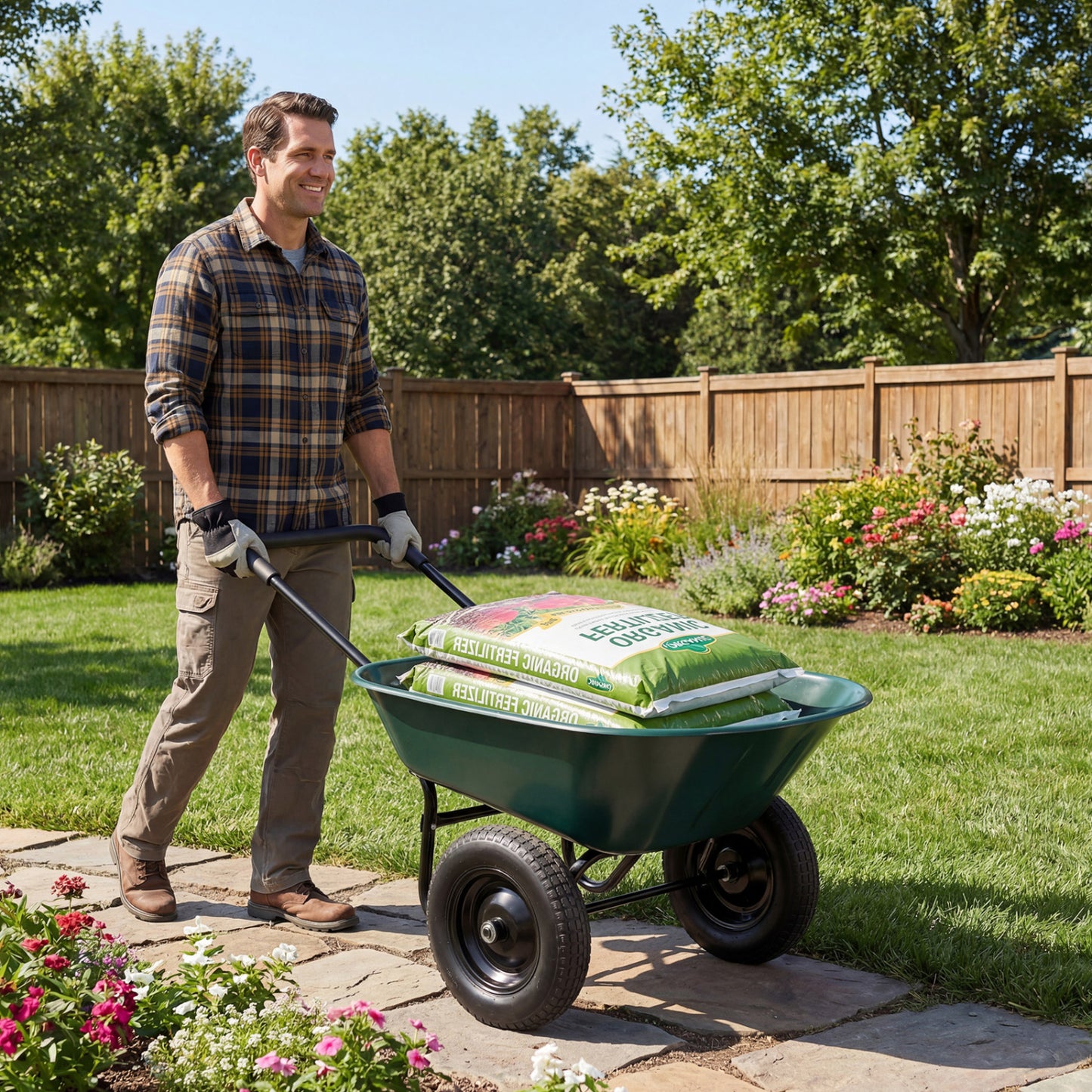 2 Tire Wheelbarrow Garden Cart, Heavy Duty Dolly Utility Cart, Green Garden Carts at Gallery Canada