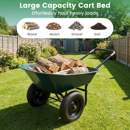 2 Tire Wheelbarrow Garden Cart, Heavy Duty Dolly Utility Cart, Green Garden Carts at Gallery Canada