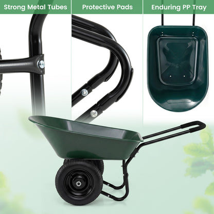 2 Tire Wheelbarrow Garden Cart, Heavy Duty Dolly Utility Cart, Green Garden Carts at Gallery Canada