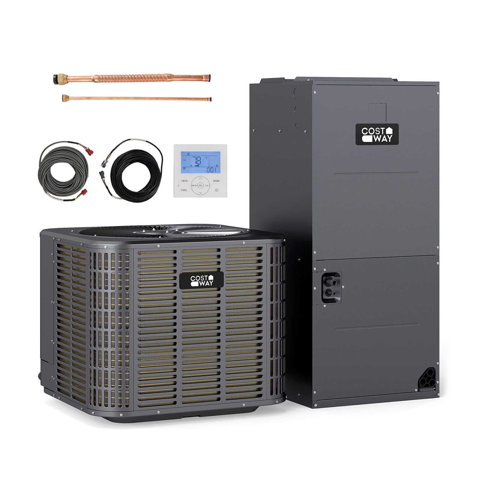 2 Ton 18 SEER2 Central Air Conditioner Heat Pump System with Multi-Position Air Handler Unit, Gray Mini Split Air Conditioners Gray at Gallery Canada