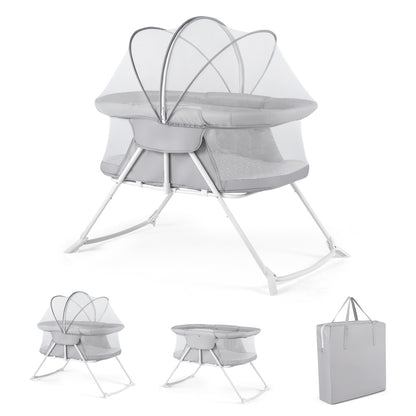 2in1 Baby Bassinet with Rocking Motion, Foldable Bedside Sleeper, Gray Bassinets & Bedside Sleepers at Gallery Canada